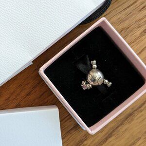NIB Pandora Sterling Silver Little Girl Teddy Bear Charm Pink Heart Moments